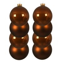 8x stuks glazen kerstballen kaneel bruin 10 cm mat/glans