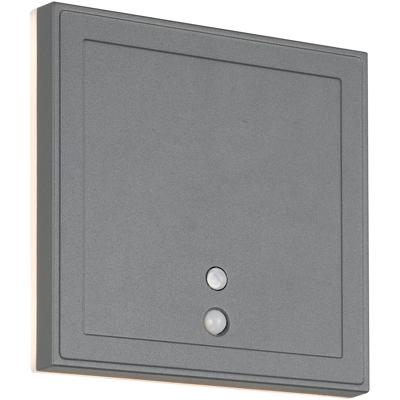 LED Tuinverlichting - Trion Argo - Wandlamp Buitenlamp - 1 Lichtpunt van 2 Watt - Warm Wit 3000K - Schemeringsensor - Bewegingssensor - Op Batterijen - Vierkant - Antraciet - Aluminium