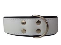 Leren hondenhalsband wit / zwart