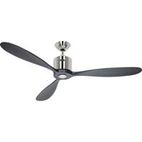 CasaFan AEROPLAN ECO 132 BN-SW Flügel Massivholz schwarz Plafondventilator Chroom (geborsteld) Met afstandsbediening, Timer, Met wintermodus