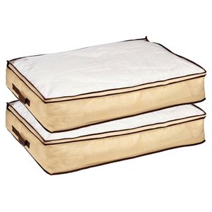 2x stuks dekbed/kussen opberghoezen creme wit met venster 80 x 45 x 15 cm - Opberghoezen