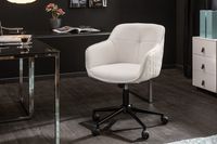 In hoogte verstelbare bureaustoel EUPHORIA wit met decoratieve stiksels - 40868