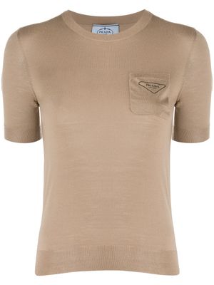 Prada t-shirt à poche poitrine - Marron