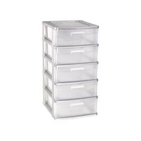 Ladeblok/bureau organizer met 5x lades grijs/transparant L40 x B39 x H81 cm