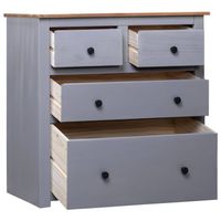 The Living Store Dressoir s - Massief Grenenhout - 80 x 40 x 83 cm - Grijs/Natuurlijke Houtkleur - thumbnail