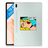 Samsung Galaxy Tab S7FE Leuke Siliconen Hoes Popart Oh Yes - thumbnail