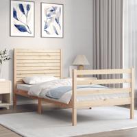 Bedframe met hoofdbord massief hout 100x200 cm