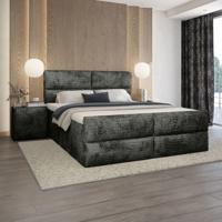 OP=OP Vaste Boxspring Croco - 180 x 200 Velvet Antraciet |Incl. Voetbord