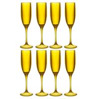 Home Deco Factory Champagneglas - 8x - 13 cl - geel - kunststof - vaatwasserbestendig