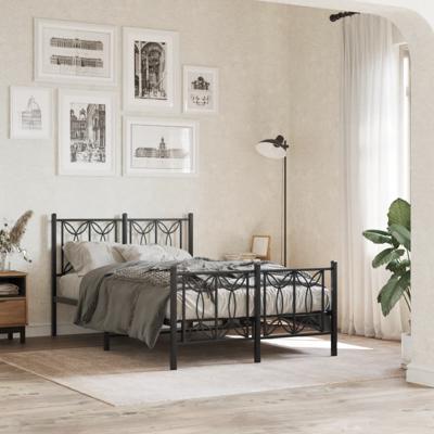 Bedframe met hoofd- en voeteneinde metaal zwart 120x190 cm
