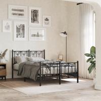 Bedframe met hoofd- en voeteneinde metaal zwart 120x190 cm