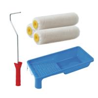 Sorex Verfrollers schilderen set - beugel en verfbak - 3x anti spat vacht verfrollers - 10 cm