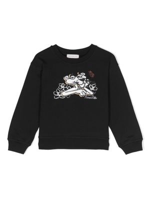 Monnalisa sweat à broderies Pink Panther - Noir