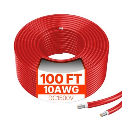 VEVOR 30,48m Zonnepaneelkabel Zonnepaneelverlengkabel 6mm²/10AWG IP67 PV-kabel Rood