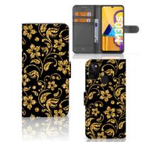 Samsung Galaxy M21 | M30s Hoesje Gouden Bloemen | Portemonnee hoesje