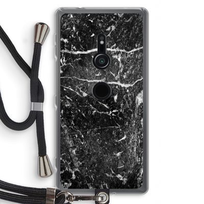 Zwart marmer: Sony Xperia XZ2 Transparant Hoesje met koord