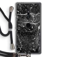 Zwart marmer: Sony Xperia XZ2 Transparant Hoesje met koord