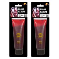 2x stuks tube vloeibaar horror nepbloed schmink 100 ml