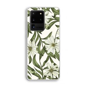 Wit bloemenpatroon: Samsung Galaxy S20 Ultra Transparant Hoesje