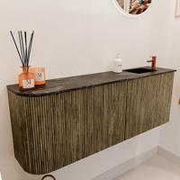 Toiletmeubel Mondiaz Joya Dlux | 111.6 cm | Meubelkleur Dusk | Faye wastafel Lava Wasbak Rechts | 1 kraangat