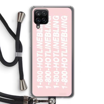 Hotline bling pink: Samsung Galaxy A12 Transparant Hoesje met koord