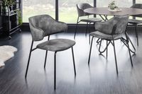 Design stoel VOGUE grijs fluweel zwart metalen poten - 43151 - thumbnail