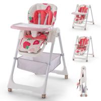 Opvouwbare Kinderstoel voor Baby's met Verstelbare Rugleuning in Hoogte Verstelbaar Afneembare Dubbele Lade 5-Puntsgordel