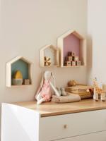 Set van 3 houten huisplanken effen roze