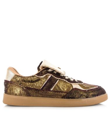 Babouche Ira dark brown gold Leer Dames