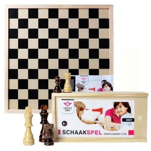 Houten schaakstukken en schaakbord 40 x 40 cm   -