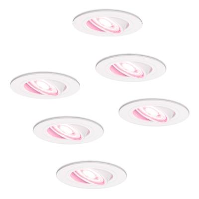 Set van 6 Pittsburg Smart inbouwspots - 5,5 Watt 345 Lumen - Wifi + Bluetooth - RGBWW - GU10 - Google Home, Amazon Alexa en Siri - IP20 voor binnen - Wit - Kantelbaar