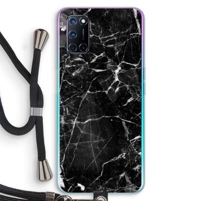 Zwart Marmer 2: Oppo A72 Transparant Hoesje met koord