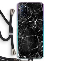 Zwart Marmer 2: Oppo A72 Transparant Hoesje met koord Zwart Marmer 2: Oppo A72 Transparant Hoesje met koord
