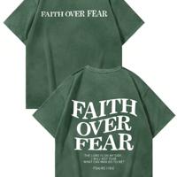 Bon&Bon Men's Letter Print Loose Fit Cotton T-Shirt - Black Dark Green / S