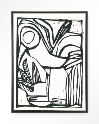 Urban Cotton Wandkleed 'Vogel' 145 x 190cm in Floating Frame - black Urban Cotton Wandkleed 'Vogel' 145 x 190cm in Floating Frame - black