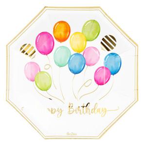 Feestbordjes - verjaardag - gebaksbordjes - 8x - ballonen thema - 8-hoekig - papier - 19 cm