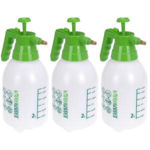 Set van 3x drukspuiten / plantenspuiten met hand pomp wit/groen 2 liter