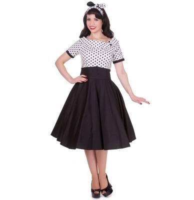 Darlene Collar Dress White/Black Polka-3XL