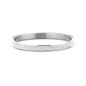 Key Moments 8KM BC0044 Stalen Bangle met Kristal Grootte 58x50 mm Zilverkleurig / Wit