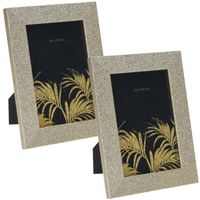 2x stuks houten fotolijst met gouden glitters geschikt voor een foto van 10 x 15 cm