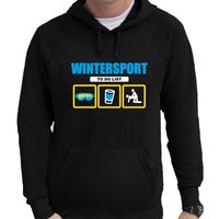 Apres ski hoodie winterport to do list zwart heren - Wintersport capuchon sweater