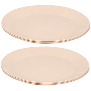 8x ontbijt/diner bordjes van afbreekbaar bio materiaal 21 cm in het eco-beige