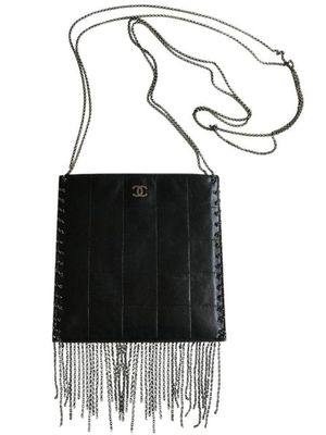CHANEL Pre-Owned sac à bandoulière Choco Bar à franges (2003) - Noir