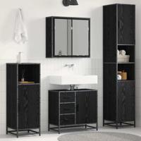 Badkamermeubelset met lade 4 pcs Zwart eiken 65 x 33 x 60 cm