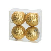 4x Luxe gouden kunststof kerstballen 8 cm kerstboomversiering - thumbnail