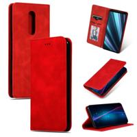 Retro huid voelen Business magnetische horizontale Flip lederen case voor Sony Xperia 1 & Xperia XZ4 (rood)