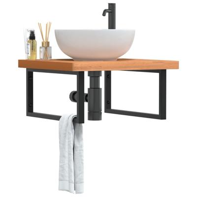 Badkamer wandschap staal en massief beukenhout