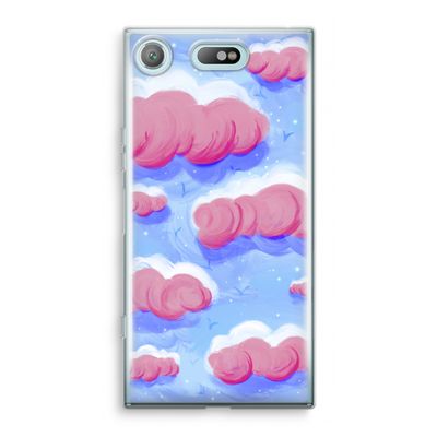 Roze wolken met vogels: Sony Xperia XZ1 Compact Transparant Hoesje