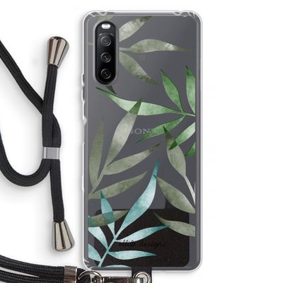 Tropical watercolor leaves: Sony Sony Xperia 10 III Transparant Hoesje met koord