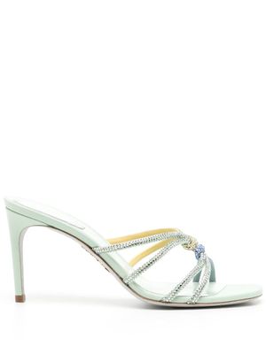 René Caovilla sandales en cuir à ornements en cristal 90 mm - Vert